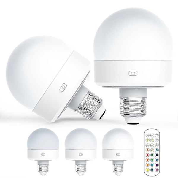 USB Ladattava Lamppu Kaukosäätimellä Ajastimella Himmennettävä Helppo Asentaa Akulla Toimiva E27 Lamppu RGB Lamppu QingHai