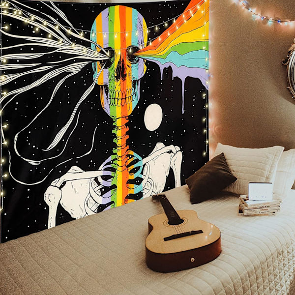 Skalle Tapestry Tarot Skelet Væghængende Stjernetæppe H