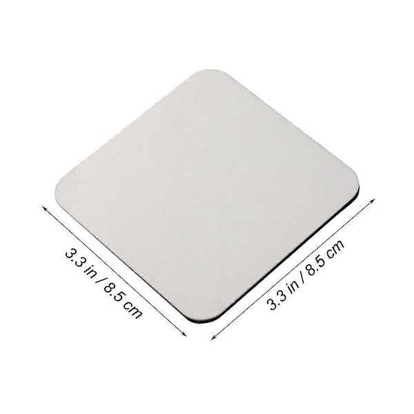 6 stk. coastersæt i rustfrit stål, firkantede skridsikre varmebestandige bordskånere med baseholder (8,5X8,5CM)