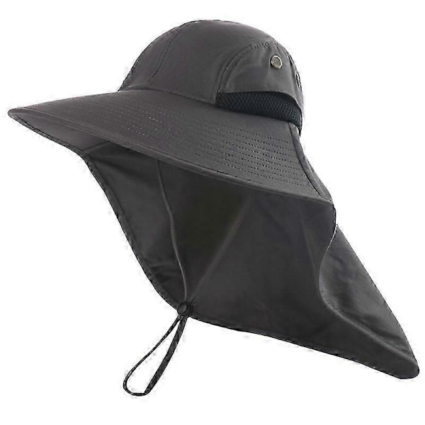 Solhatt för utomhusbruk Anti-UV Skyddande Jaktkeps med Nackskydd (mörkgrå)