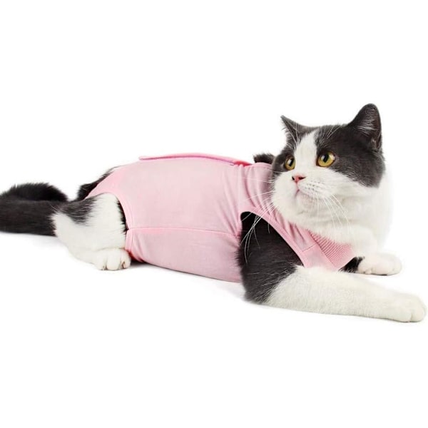 *Kattrehabiliteringsdräkt för buksår eller hudsjukdomar, att bära efter operation, anti-flyktsår, katt elektronisk krage ersättning, rosa, M*