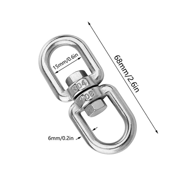 M6 Dobbelt-Endet Drejelig Ring, 304 Rustfrit Stål Drejelig Ring, Drejelig