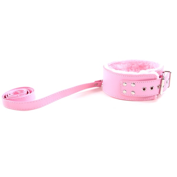 Bondage-set i rosa plyschläder för vuxna