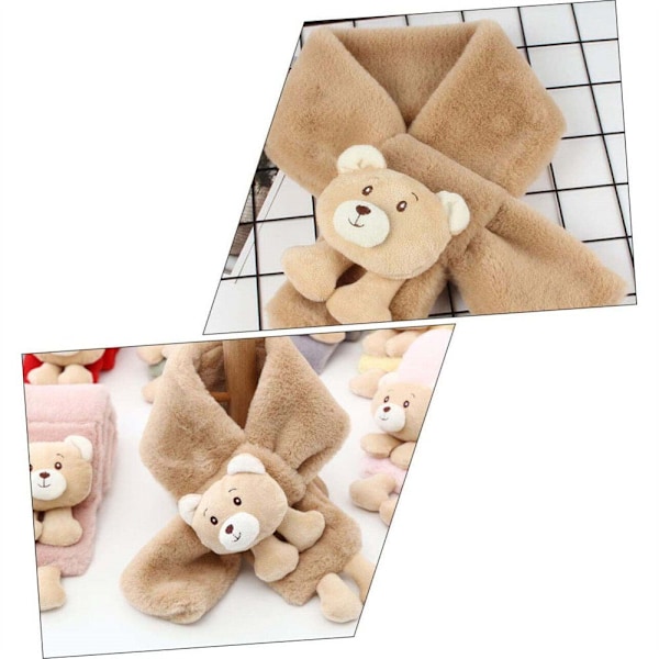 #Barnens vinterkhakiscarf, teddybjörn dekorativ plyschscarf#