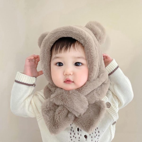 #Plush Halsduk Hatt för Barn, Bebis Öron Skyddande Hatt för Pojkar#