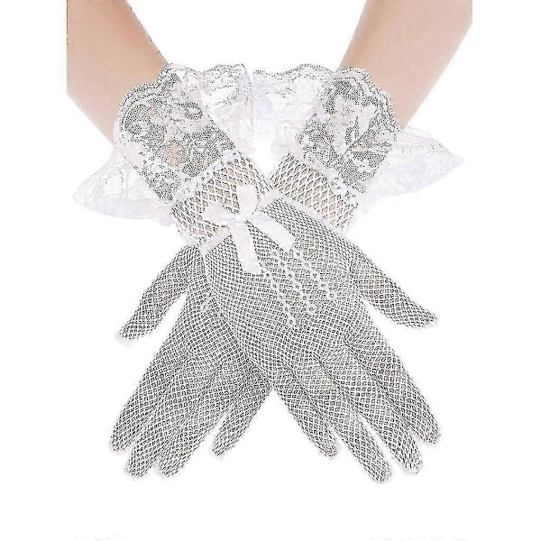 Blomstrede blondehandsker Vintage Operahandsker Dame Klassiske Bryllupshandsker (1 stk) yu