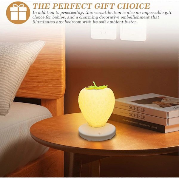 Natlampe, Touch Sengelampe, Genopladelig Natlampe, LED Sengelampe, Sengelampe, USB-opladning, 3 Lysstyrketilstande, til Natbord, Soveværelse