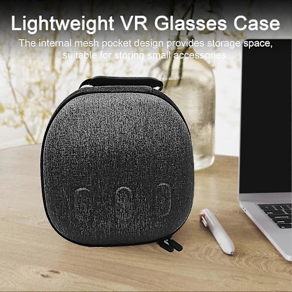 Bærbar Veske for Meta Quest 3 VR-briller Glidelåslukking Mesh-lomme Støtsikker EVA Reise VR-hodesett Beskyttende Veske VR-tilbehør