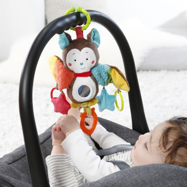 *Nyfödd baby sängklocka 0-1 år barnvagnshänge pedagogisk plysch 3-12 månader lugnande leksak, färgglad fladdermus*