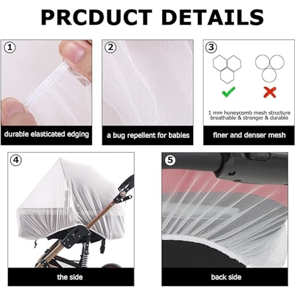 Myggnät (vitt) för baby - insektsnät, maskin wa