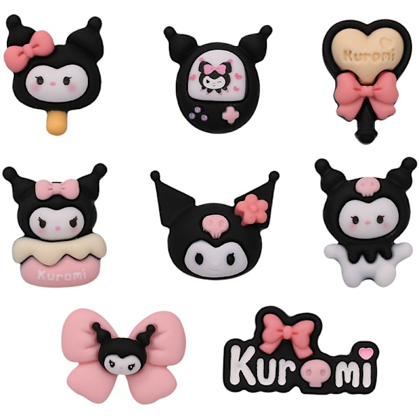 #8 stk. Kuromi Bueskage Tilbehør Harpiks Ornamenter, Håndlavet Materiale#