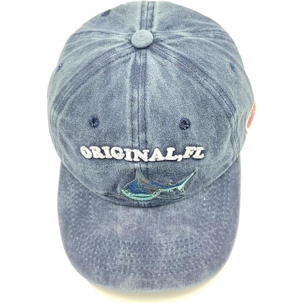 Shark Broderad Bomullskeps med Tvättad Distressed Dad Hat