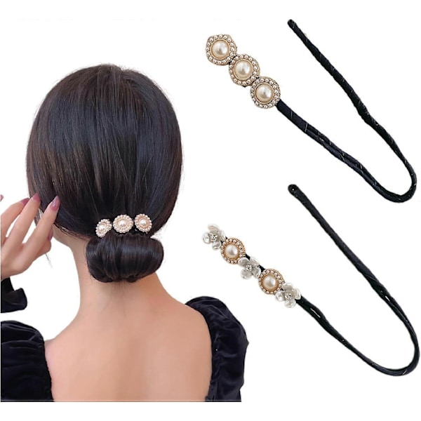 Magic Bun, 2 stk. Hårknold-hårbøjle, Knold, Donut Knold Maker Frisure, Stof Hårklemme, Knoldtilbehør, Knold Chignon, Hårtilbehør, Genanvendelig Knold Maker, D