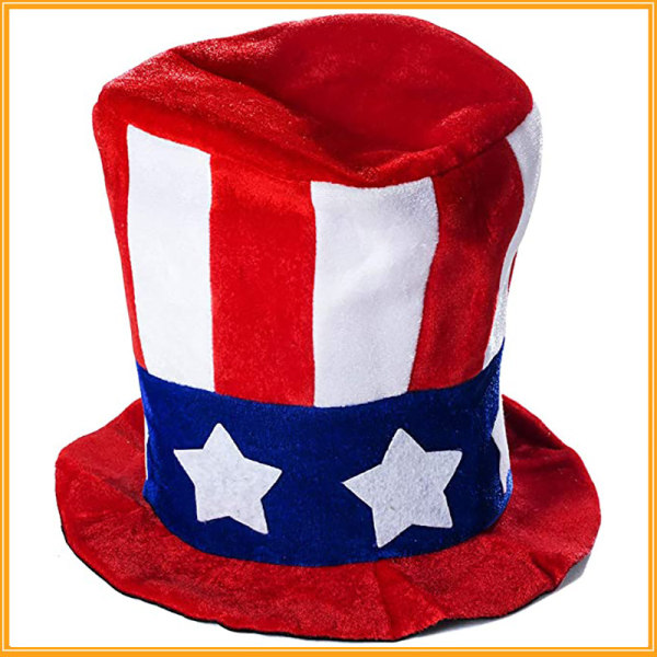 USA Plush Hat, Uncle Sam Hat, Cylinder, America, Stars and Strip