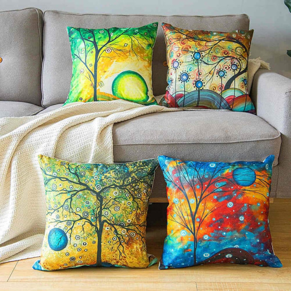 *Cushion cover 45x45, set of 4 pieces cotton and linen decoration*