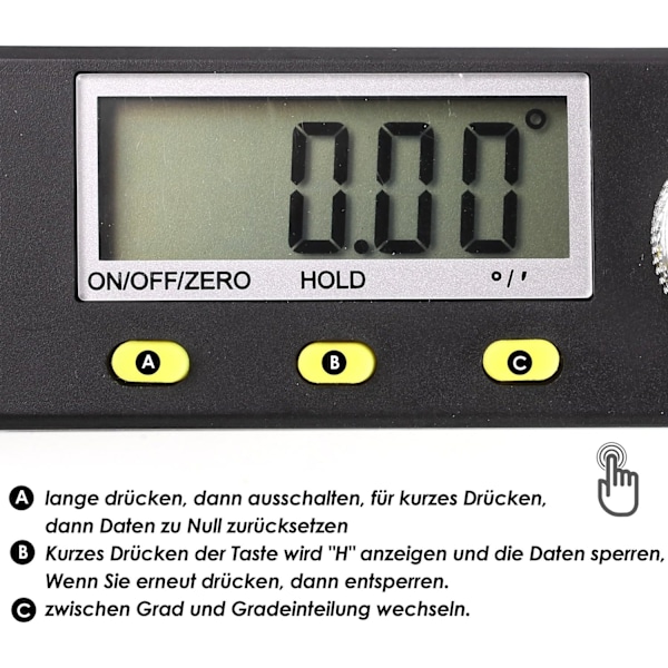 *SJÆLDEN Perle 0-200 mm MULTIFUNKTIONEL DIGITAL VINKELMÅLER 360° Elektronisk Goniometer med Hold og Nulstillingsfunktion*