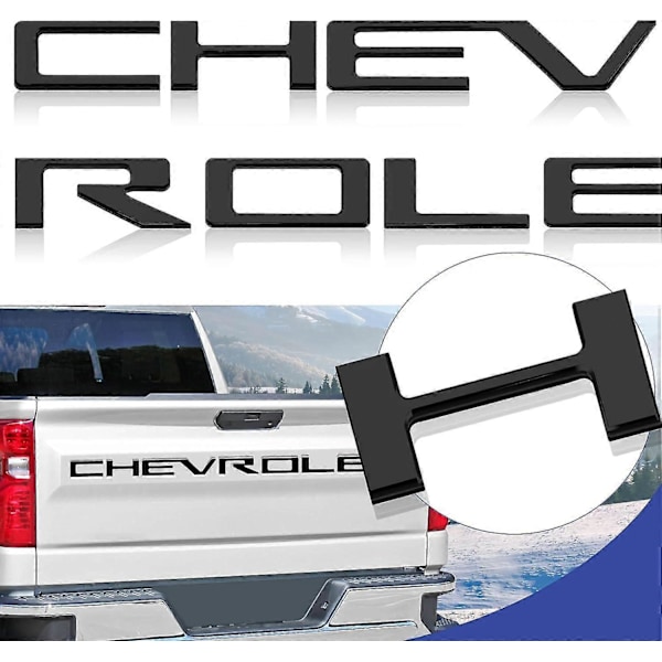 3D Hevede Bakluke Innlegg Bokstaver Emblem - Kompatibel Med 2019-2022 Silverado (matt Svart)