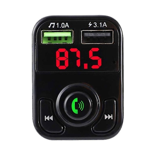Dobbel USB Biladapter Trådløst Bluetooth Kit Qc3.1 Hurtiglader Håndsfritt FM-sender