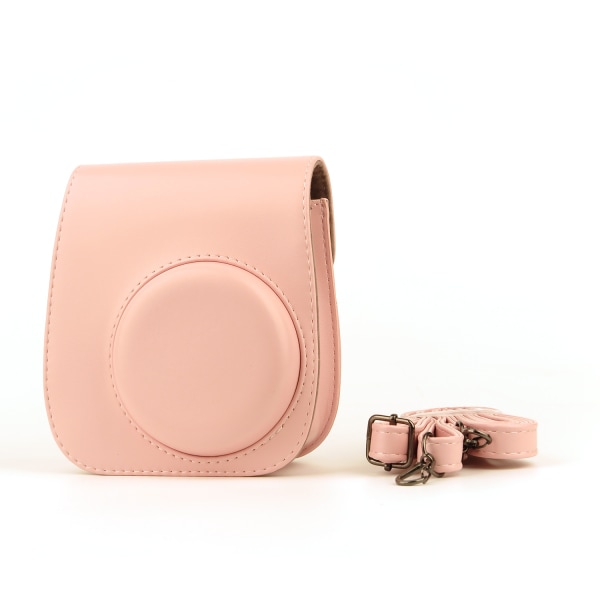 #Kompatibel Polaroid mini11 kameraväska 2 delar blå rosa premium PU-läderväska med expanderbar rem#