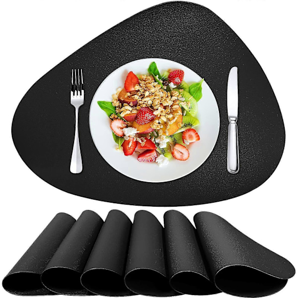 Pestävät pöytätabletit, vedenpitävät PVC-liukuestetabletit, lämmönkestävät pöytätabletit, 6 kpl pöytätabletteja (36,5*45cm) musta