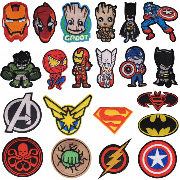 21pcs Marvel Computer Embroidery Label Embroidery Cloth Sticker