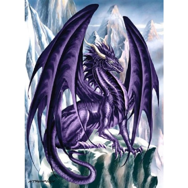 30x40cm, Purple Flying Dragon 5d diamantmålad strass embro