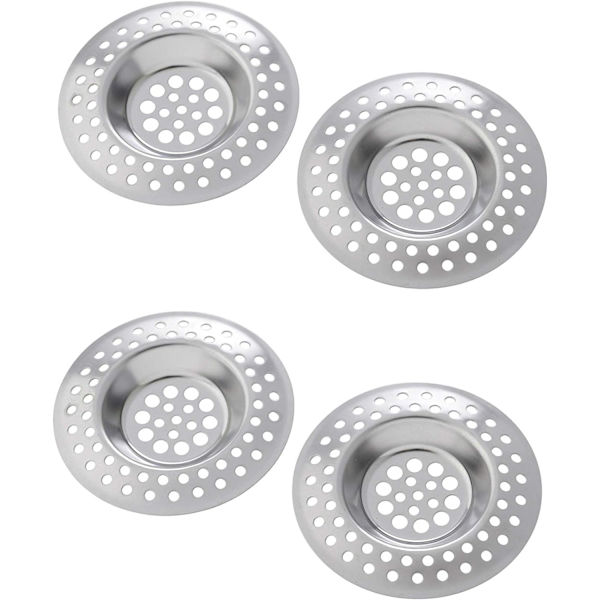 4 x Filter - Rustfrit Stål Si til Vask, Håndvask og Badekar