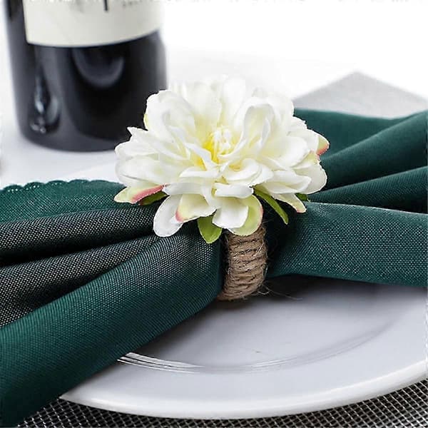 Perle Servietringe, Rustikke Rose Servietringe Blomst Middagsservietholder til Borddekoration Cham