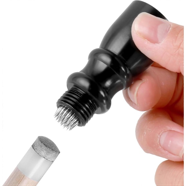 3-in-1 Pool Cue Tip Shaper/Scuffer/Aerator Pool Cue Tip Tool Ruostumattomasta teräksestä valmistettu Pool Cue Stick -korjaustyökalu Biljardi Pool Cue -tarvikkeet (musta)