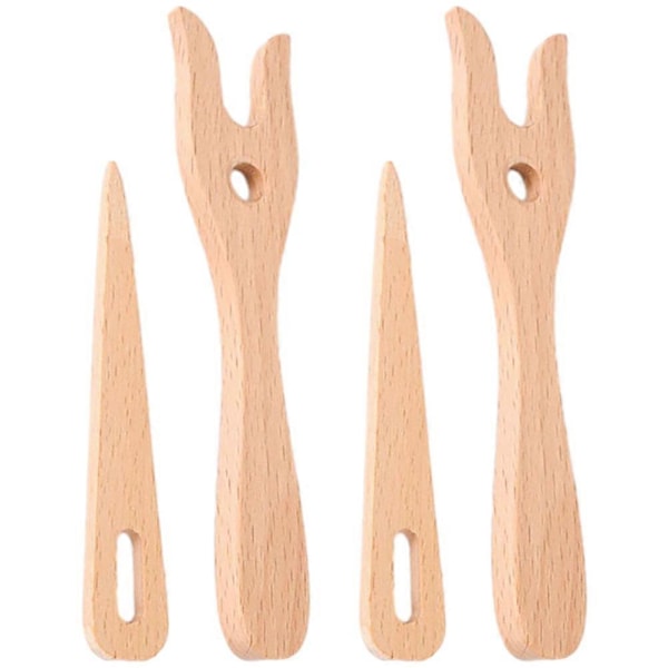2 Set Trästickgafflar Multifunktionella Stickverktyg Vävda Gafflar Pom Pom-tillverkare Fluffbollsstickverktyg