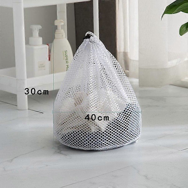 Vaskepose i netting, grove hull 30*40, 40*50CM, ekstra stor vaskepose, med snøring, kan vaskes i maskin