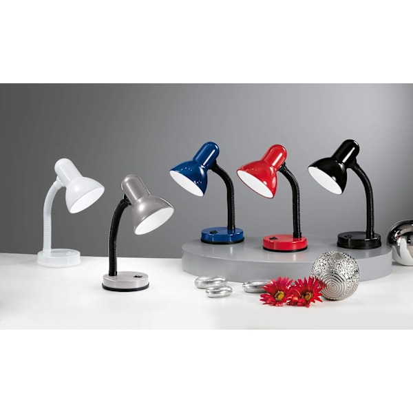 Enkel nattbordslampe, skrivebordslampe og leselampe i stål og bla