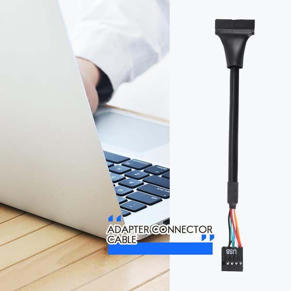 Sort USB 2.0 9-benet hun til USB 3.0 20-benet han kabeladapterstik