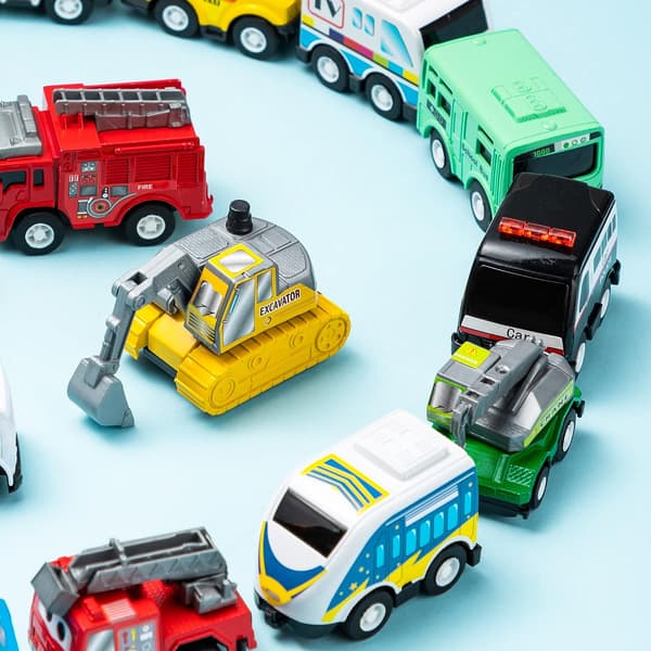 Sæt med 16 Mini Inertimotorer, Mini Die-Cast Biler, Træk-Tilbage Biler