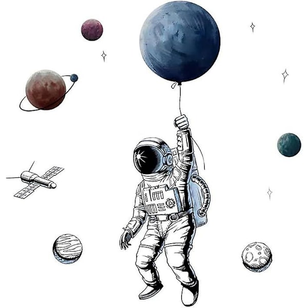 ASTRONAUT veggklistremerker I rom planet rakett måne veggklistremerke I dekorative klistremerker barnerom gutt & jente tenåringer teen KUL