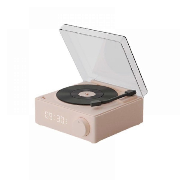 Retro Bluetooth-högtalare Svart Limskiva Väckarklocka Stereohögtalare
