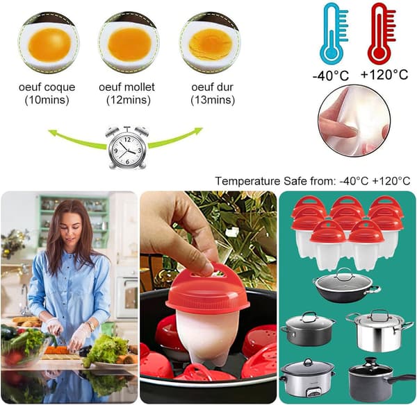 Silikon Eggkoker, 6 stk Kokte Egg Silikon Poacher, Egg Cooking