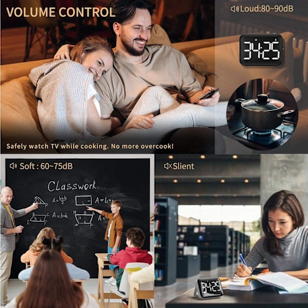 *Digital Kök Timer Stor LED-skärm Magnetisk Timer med Justering*
