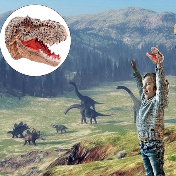 Plastik Simuleret Dyrehoved Legetøj Live Interaktiv Hånddukke Fantastisk Gave Til Hjemmet Børn Tyrannosaurus Rex Dragehoved
