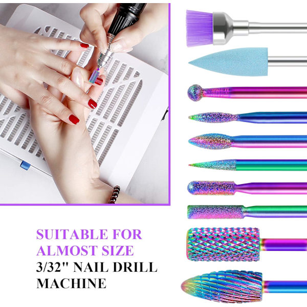 10-pack Elektrisk Nagelfräskit 3/32\" Tungstenkarbid Elektriska Nagelfilar