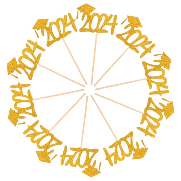 10 stk. Graduation Cupcake Toppers Kagepynt Dekoration Papir Kagepynt 2024 Dimissionsfest Toppers