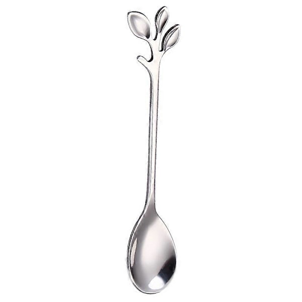 Borddekorasjon Mini Rustfritt Stål Blad Teskjeer (sølv) 8 stk