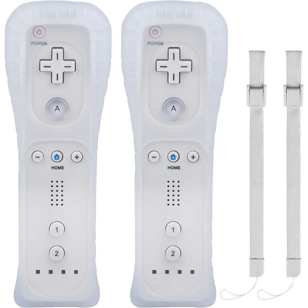 2 WII Controllers - Fjernbetjeningsspilcontroller med silikoneetui - w