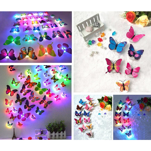 20 pieces of colorful luminous butterfly small night lights