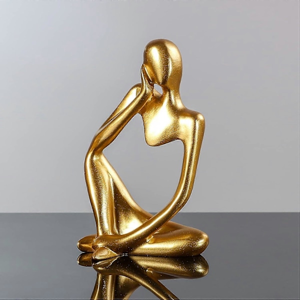 Tenkerstatue gyllen dekorasjon abstrakt kunst gyllen harpiks