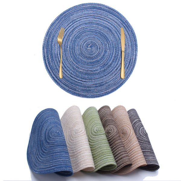 #Placemats Set of 6 Placemats PP Braided Washable Heat Resistant Non-Slip Round Placemat 18CM#