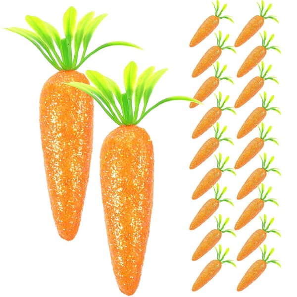 20 Pieces Glitter Carrot Models Easter Carrot Decorations Easter Party Display Props Fake Carrot Model