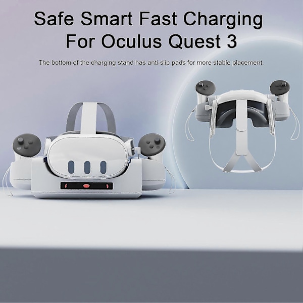 Ladedokk VR Headset Oppbevaringsstativ med Indikatorlys Brukervennlig VR Headset Ladestasjon for Meta Quest 3