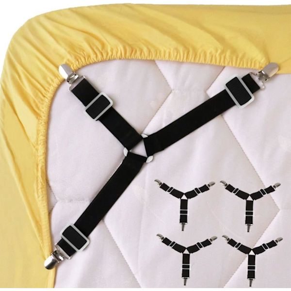 4 stycken justerbara lakanfästen Elastiska trianglar