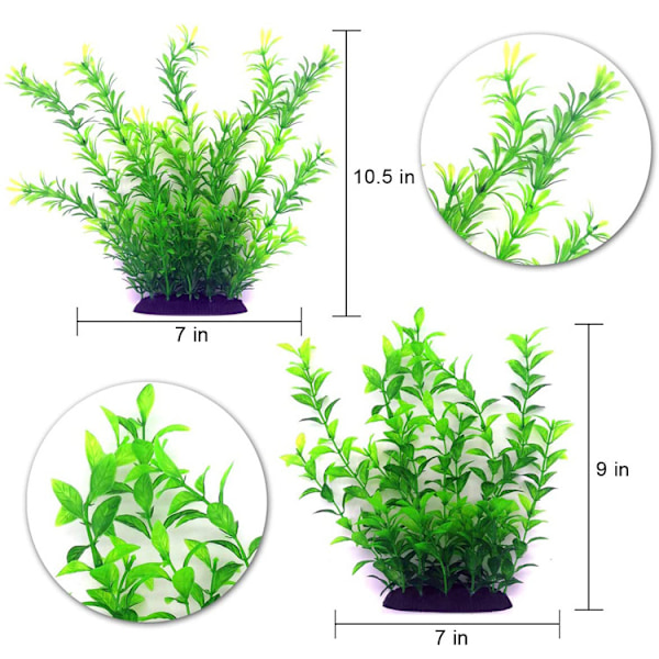 Akvariumdekorasjoner Grønne Planter, 6 stk